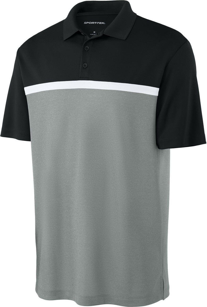 Front View of Blk/GCcH/W Sport-Tek UV Micropique Colorblock Polo ST741