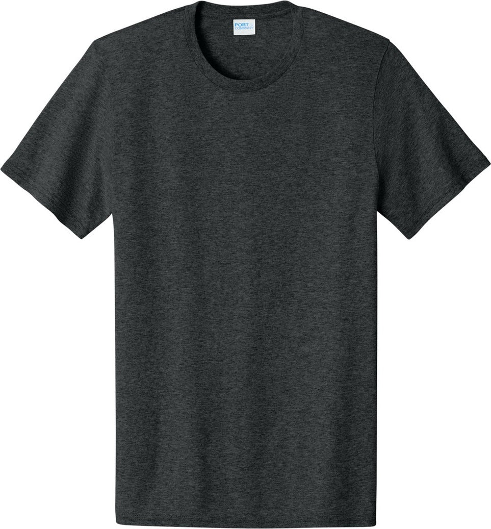 Front View of BlkHthr Port & Co Easy Cotton Tee PC43