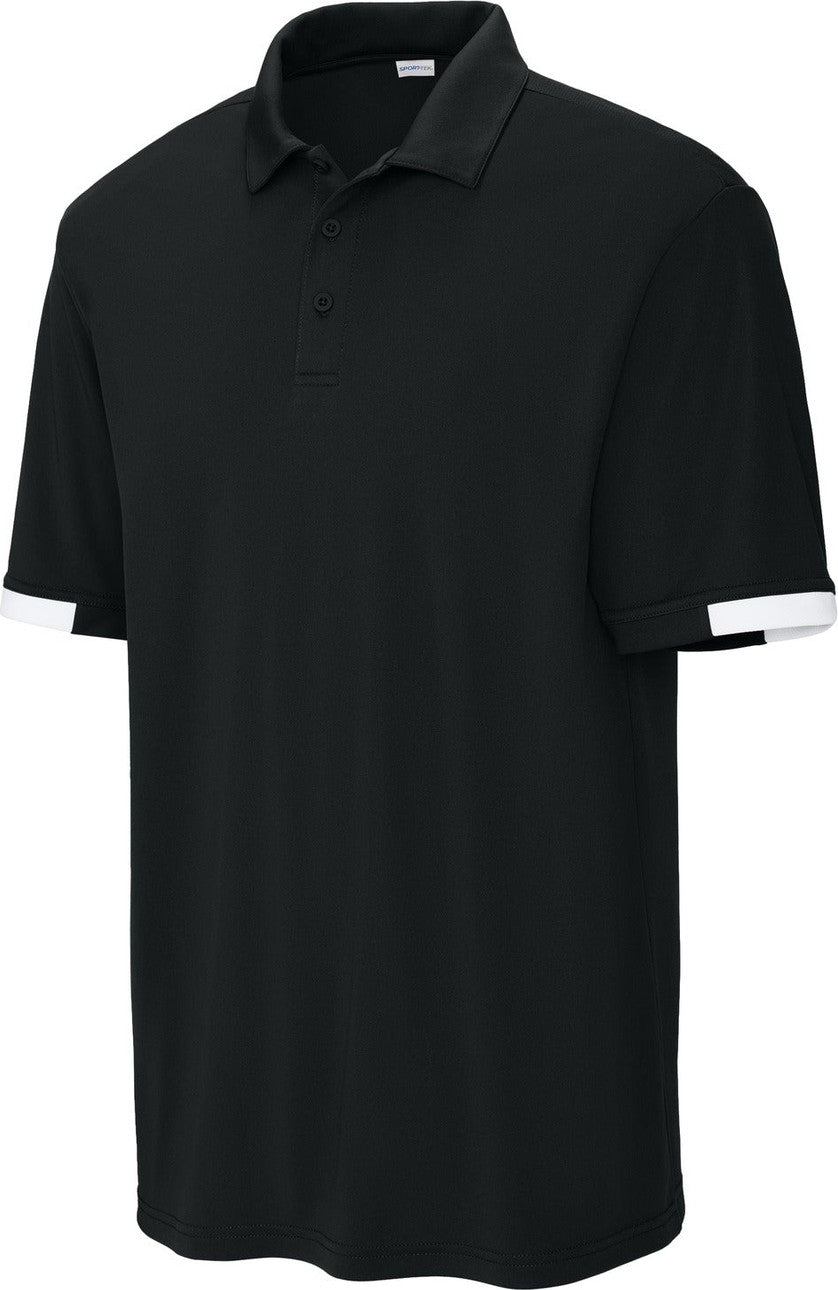 Front View of Blk/White Sport-Tek Club Colorblock Polo ST444