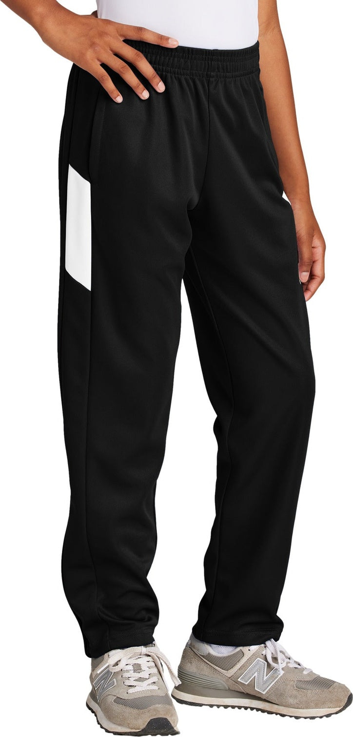 Front View of Blk/White Sport-Tek Youth Travel Pant YPST800