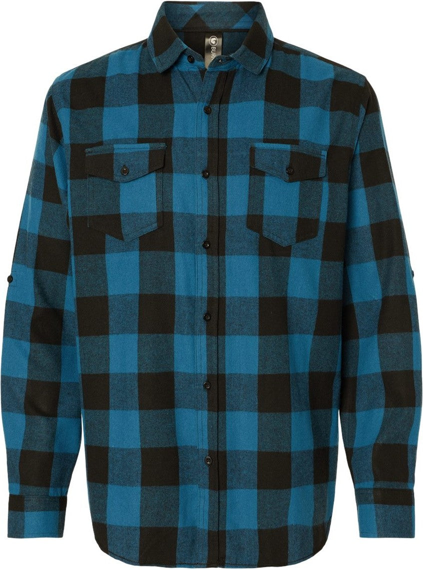 Front View of Blue/ Black Buffalo Yarn-Dyed Flannel Shirt - 8210