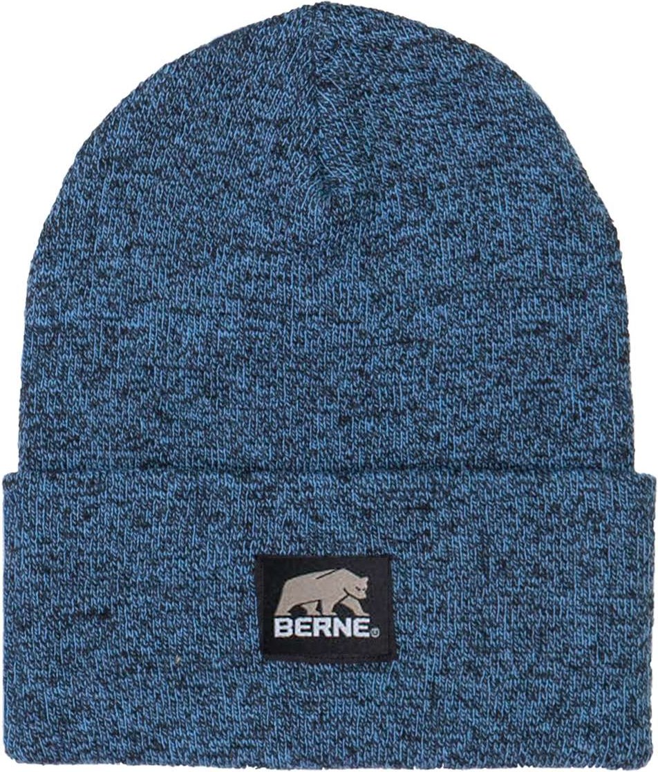 Front View of Blue/ Black Heritage Knit Cuff Beanie - H150