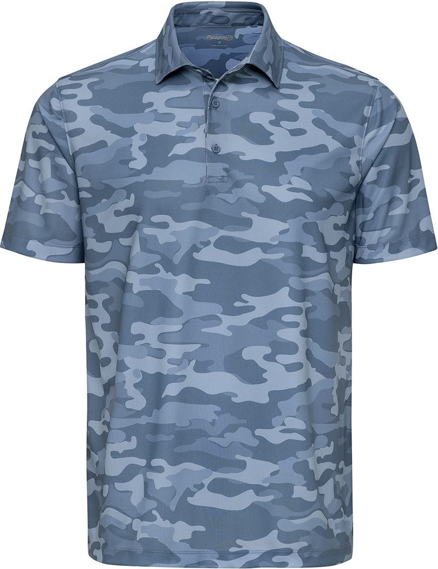 Front View of Blue Camo Newport Camo Polo - 170