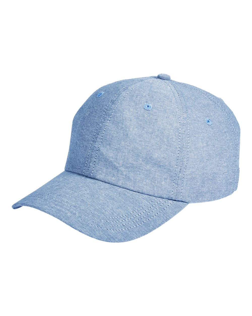 Front View of Blue Chambray Summer Prep Cap - BA614