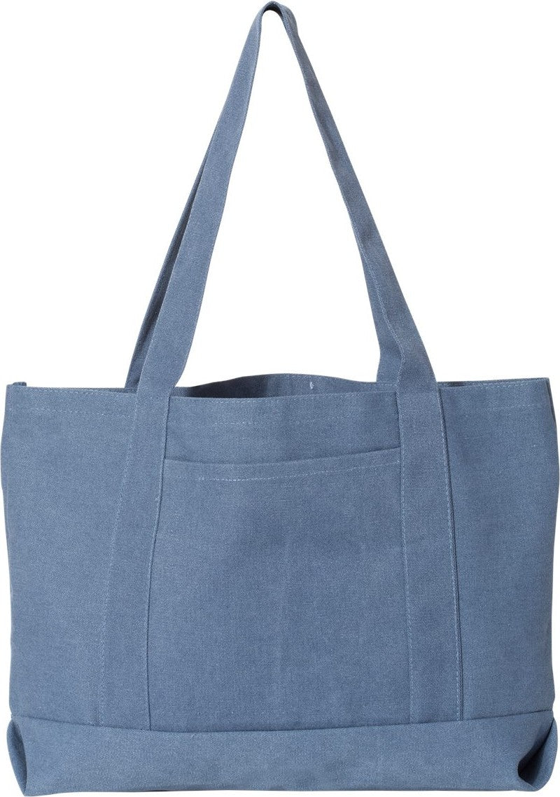 Front View of Blue Jean Seaside Cotton Pigment Dyed Resort Tote - 8870