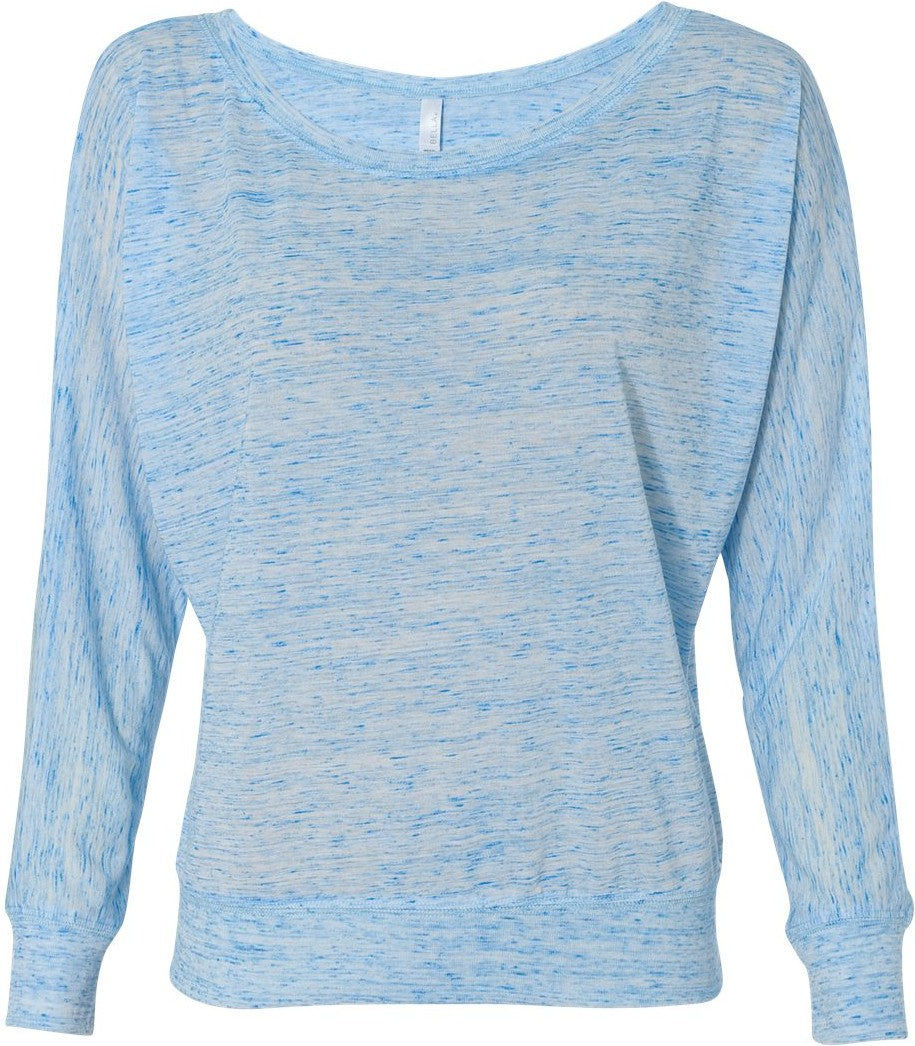 Blue Marble Women’s Flowy Off Shoulder Long Sleeve Tee - 8850