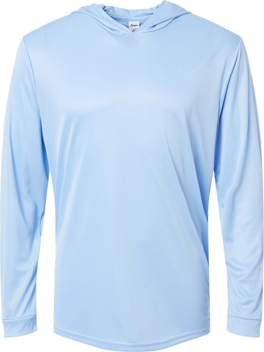 Front View of Blue Mist Bahama Performance Hooded Long Sleeve T-Shirt - 220