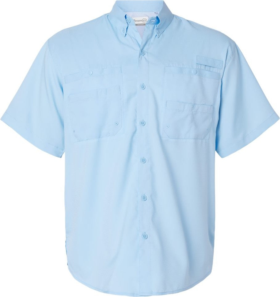 Front View of Blue Mist Hatteras Performance Short Sleeve Fishing Shirt - 700