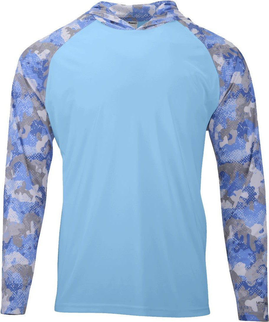Front View of Blue Mist Tortuga Extreme Performance Hooded T-Shirt - 240