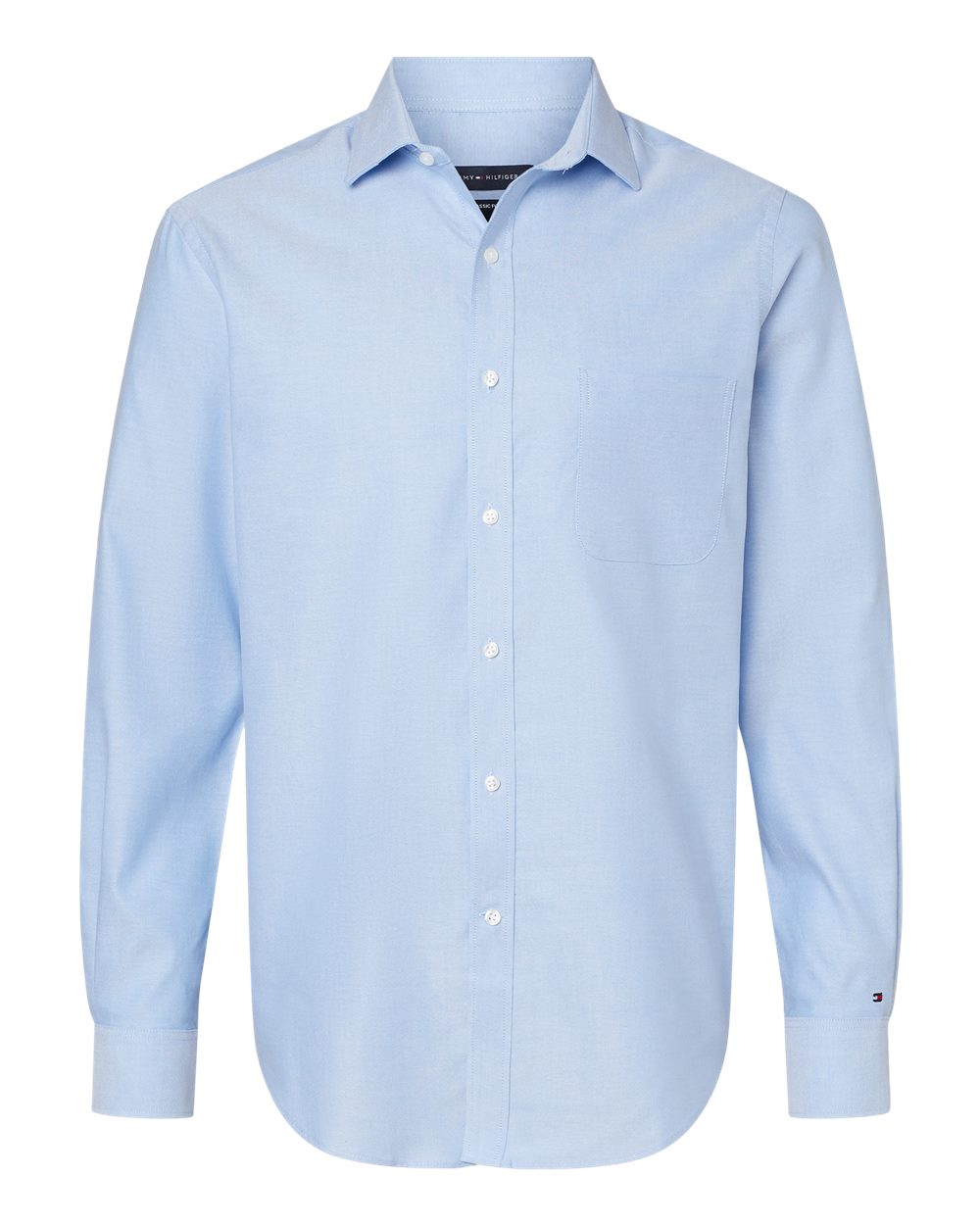 Front View of Blue New England Cotton Oxford Shirt - 13TH106