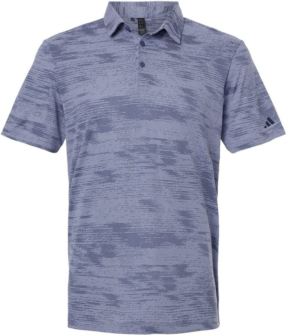 Front View of Blue Spark/ Preloved Ink Ultimate365 Textured Stripe Polo - A2005