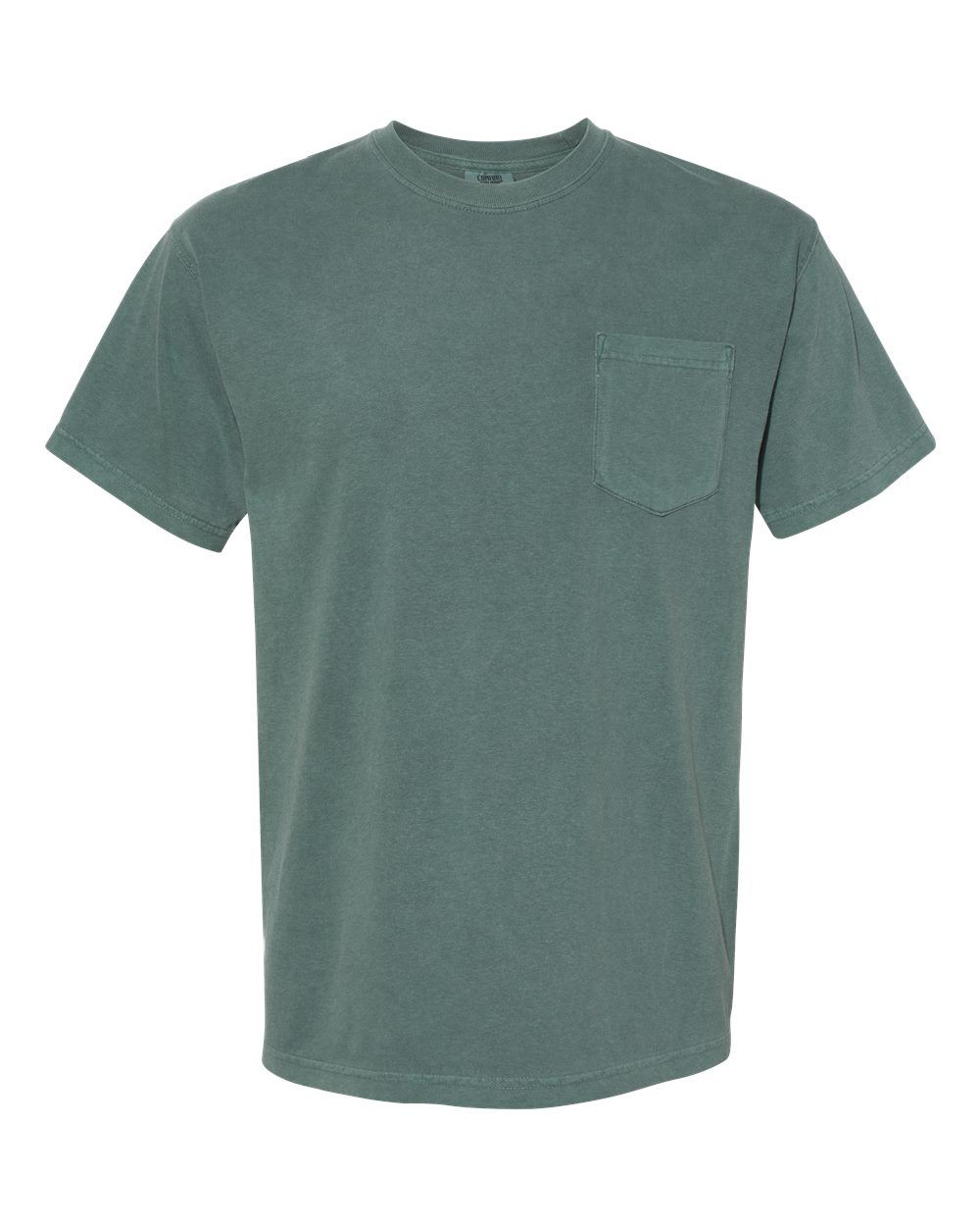 Front View of Blue Spruce Garment-Dyed Heavyweight Pocket T-Shirt - 6030
