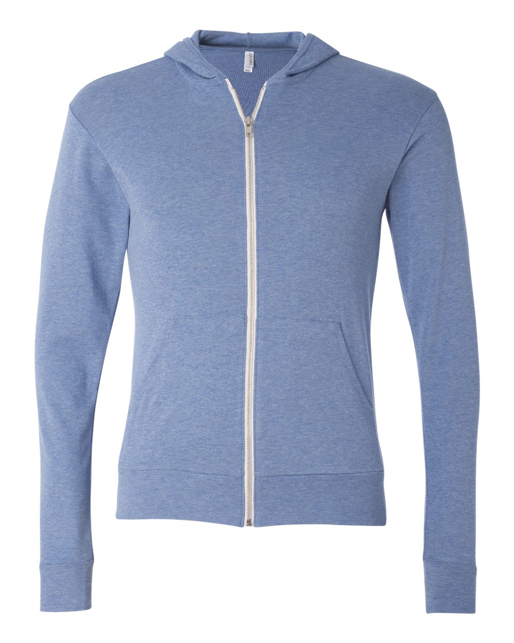 Blue Triblend Triblend Lightweight Full-Zip Hooded Long Sleeve Tee - 3939