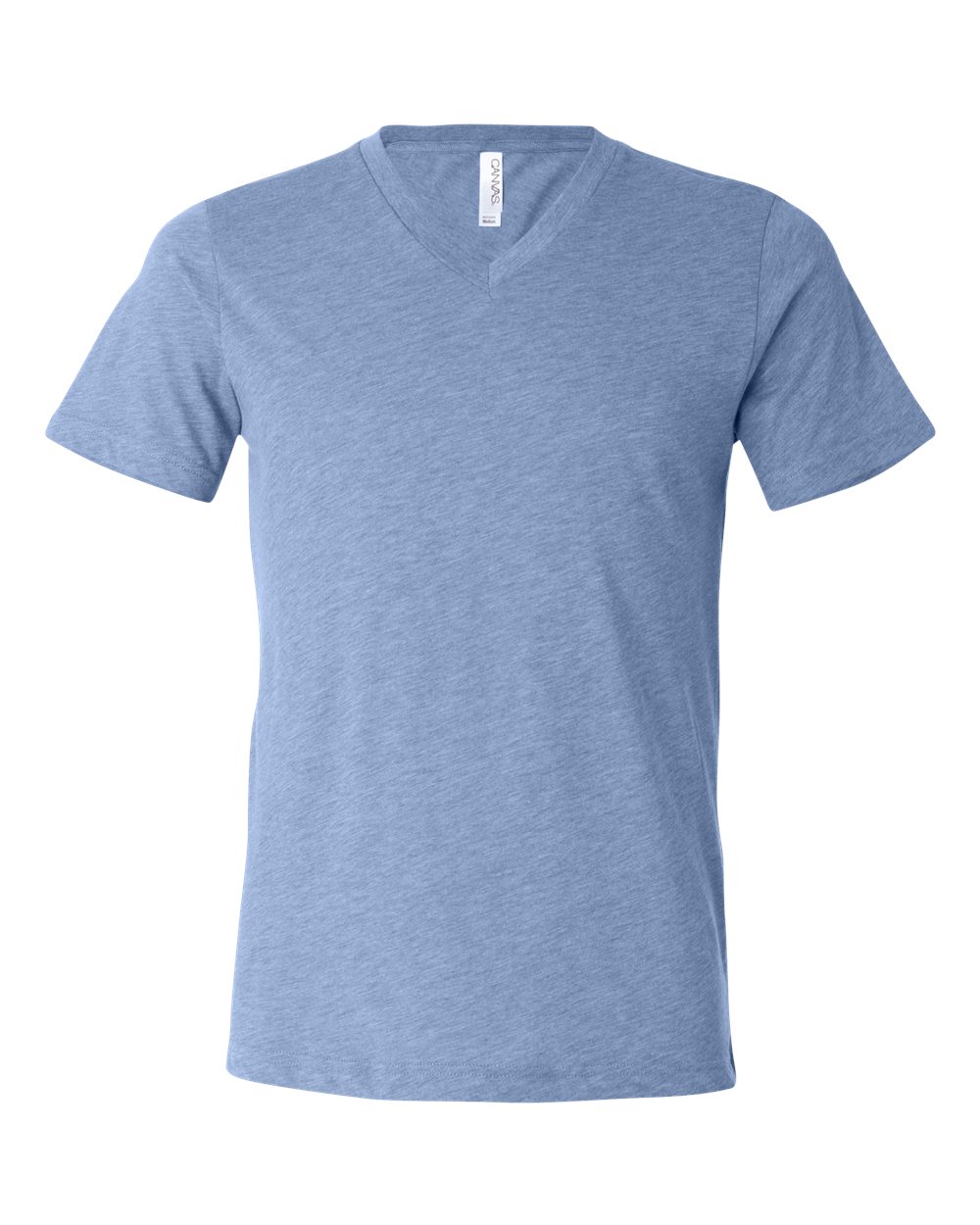 Front View of Blue Triblend Triblend V-Neck Short Sleeve Tee - 3415