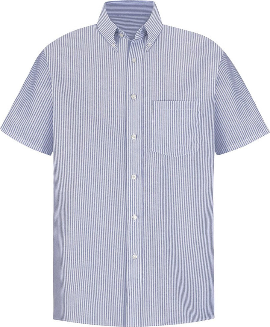 Front View of Blue/ White Stripe Executive Oxford Dress Shirt - SR60