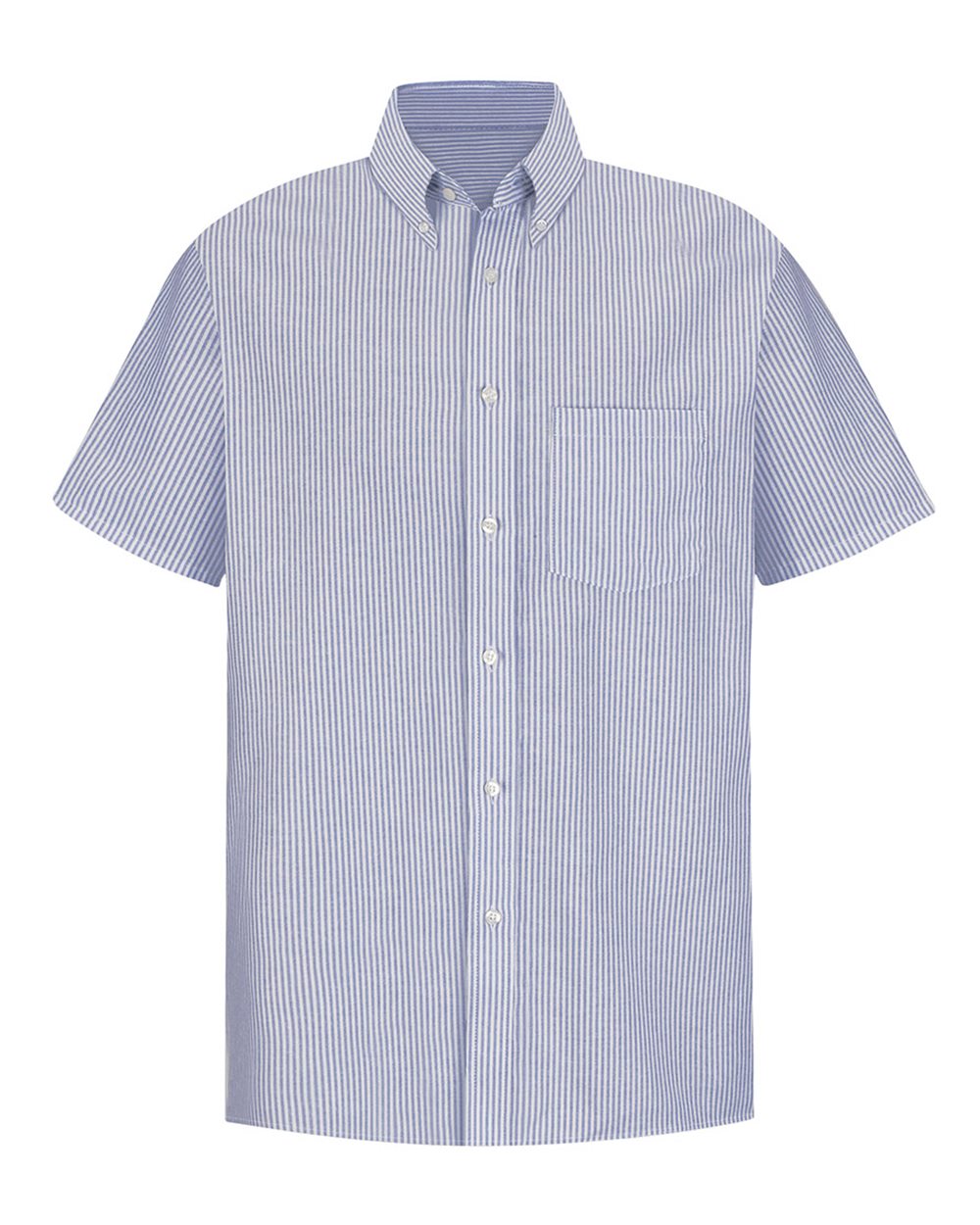 Front View of Blue/ White Stripe Executive Oxford Dress Shirt - SR60EXT