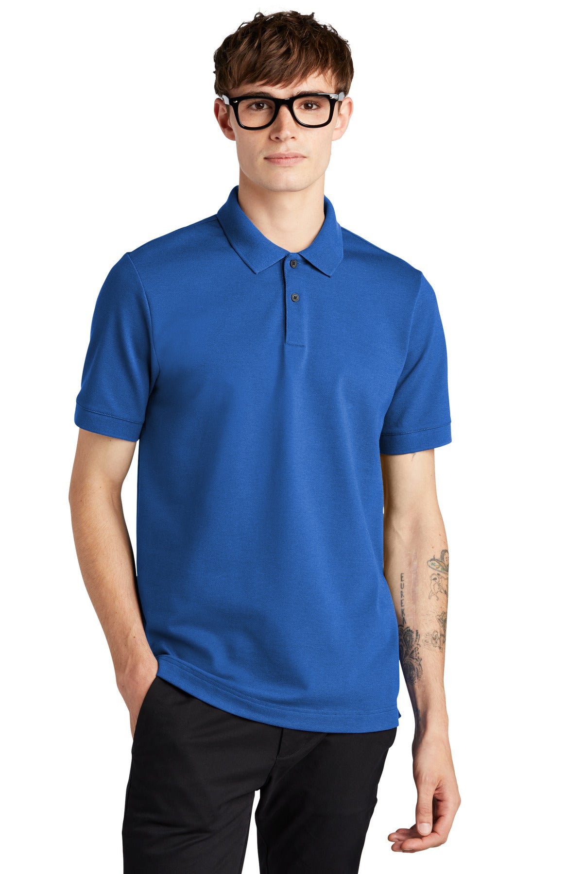 Front View of BlueNote Mercer+Mettle Stretch Heavyweight Pique Polo MM1000