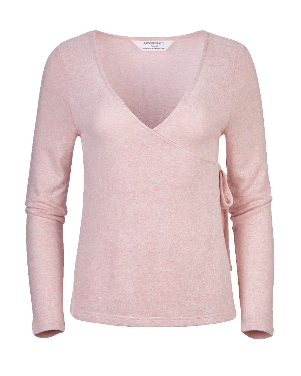 Front View of Blush Heather Women's Cuddle Wrap Top - BW1301