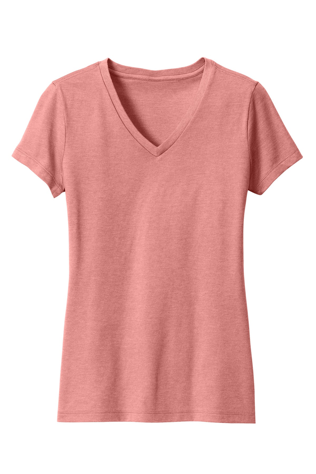 Front View of BlustFrost District Women's Perfect Blend CVC V-Neck Tee. DM1190L