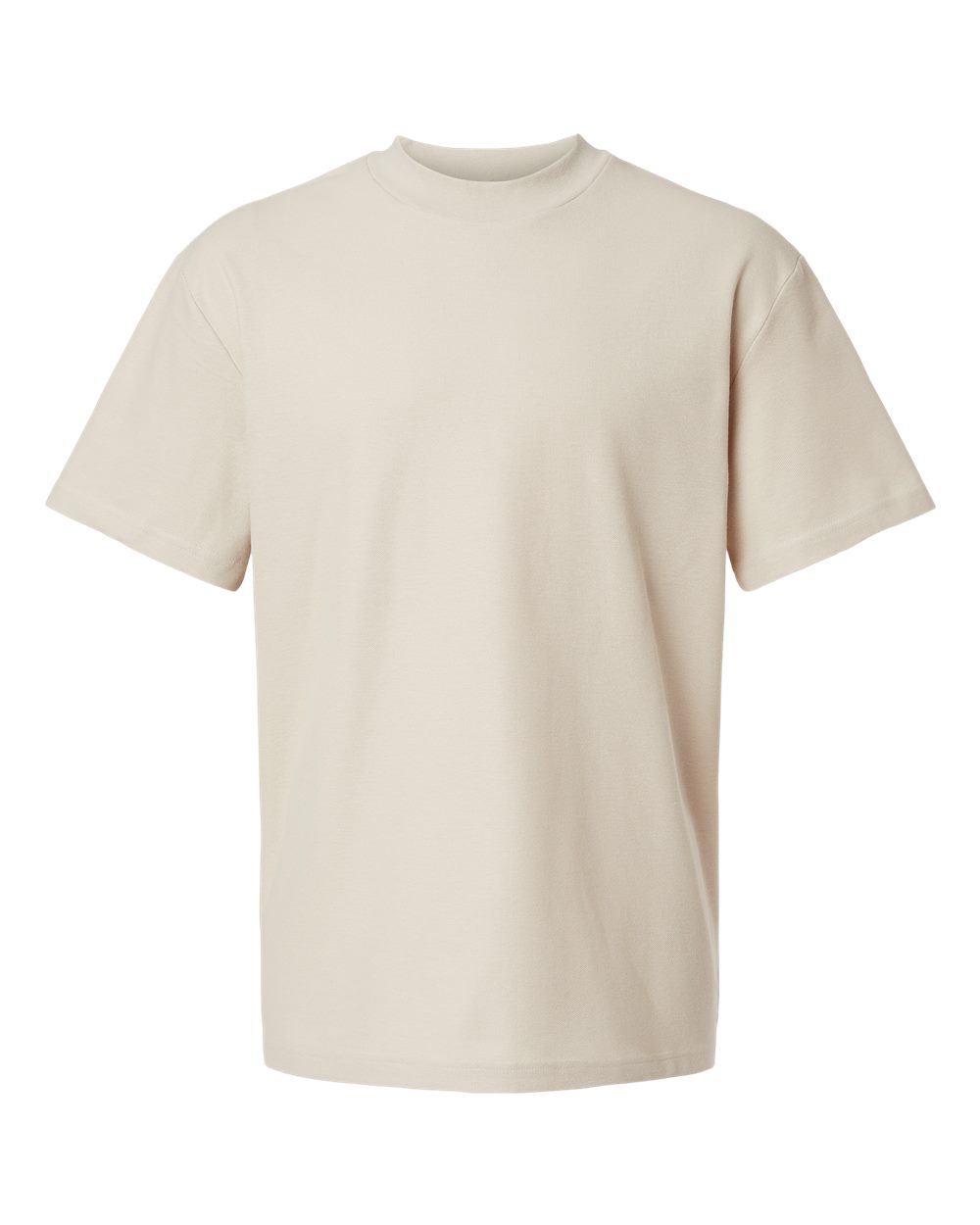 Front View of Bone Pique Mockneck Tee - 1PQ