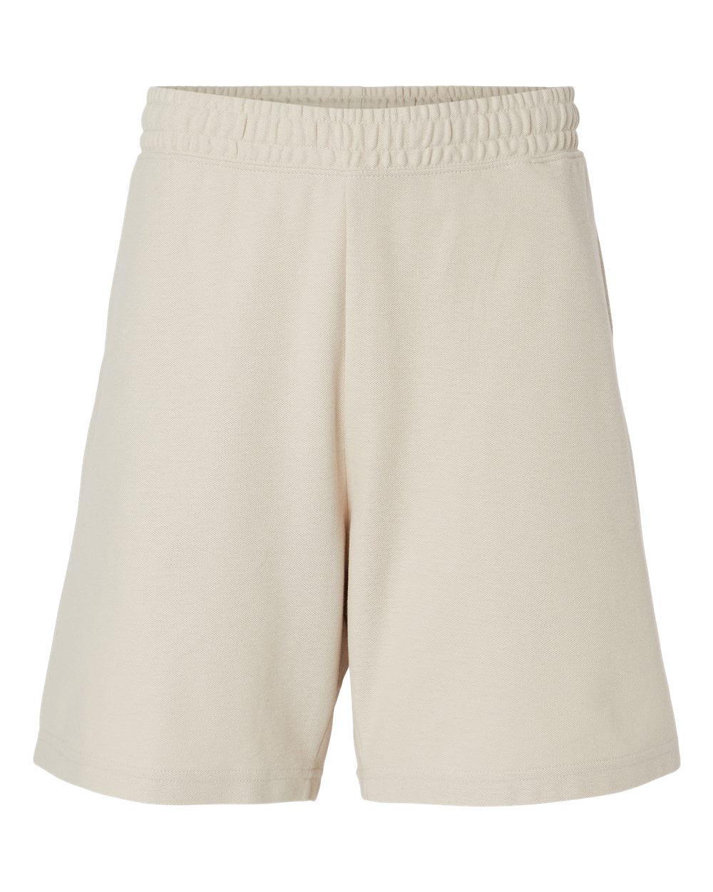 Front View of Bone Pique Unisex Gym Shorts - 2PQ