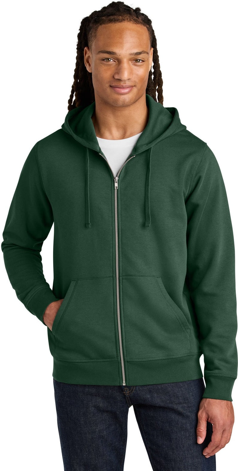 Front View of BottleGrn Stanley/Stella Unisex Mixer Full-Zip Hooded Sweatshirt SXU011