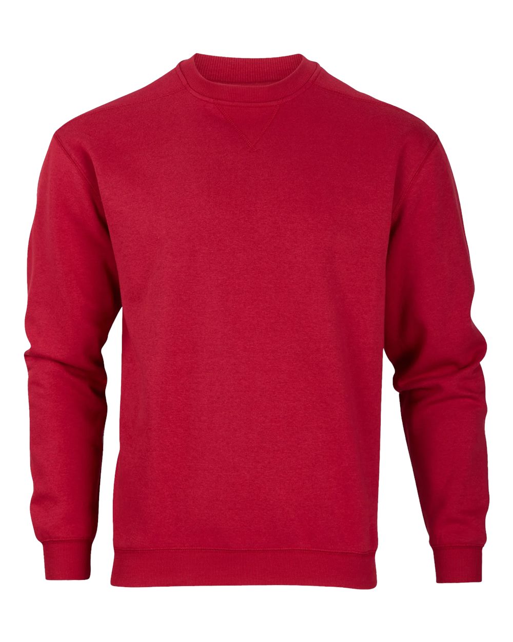 Front View of Brick Red Fleece Crew Pullover - BM5101