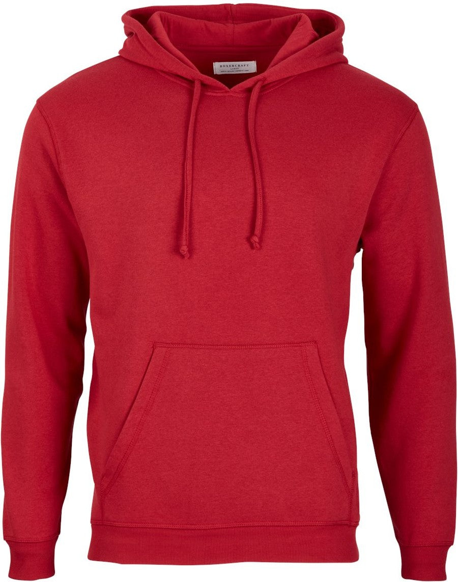 Front View of Brick Red Fleece Hooded Pullover - BM5302