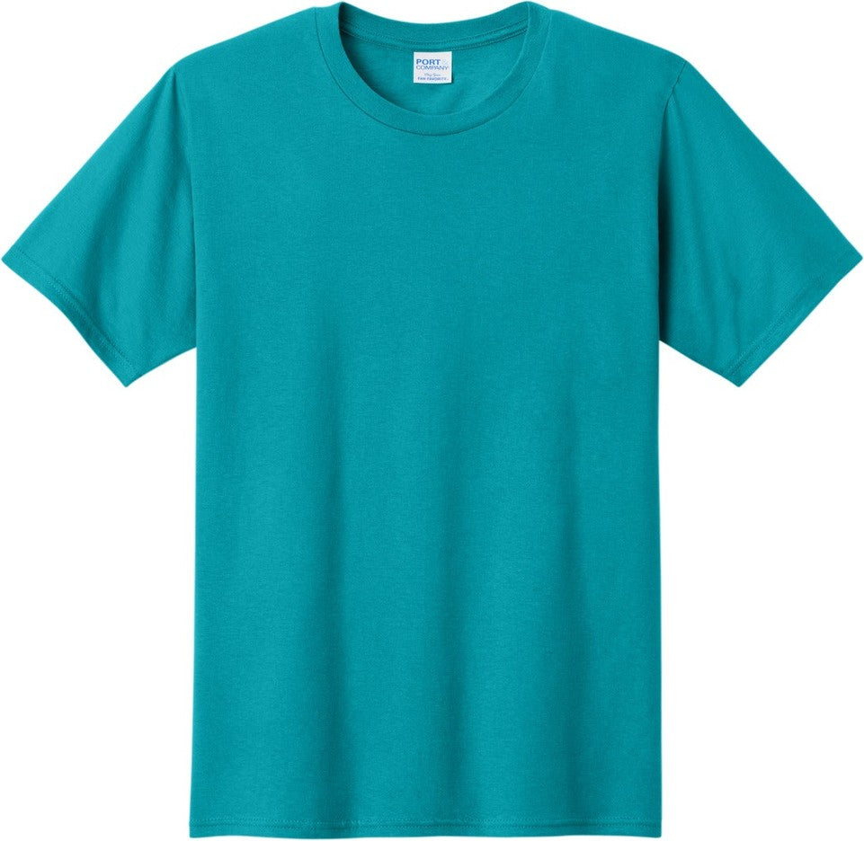 Front View of Bright Aqua Port & Co Fan Favorite Tee. PC450