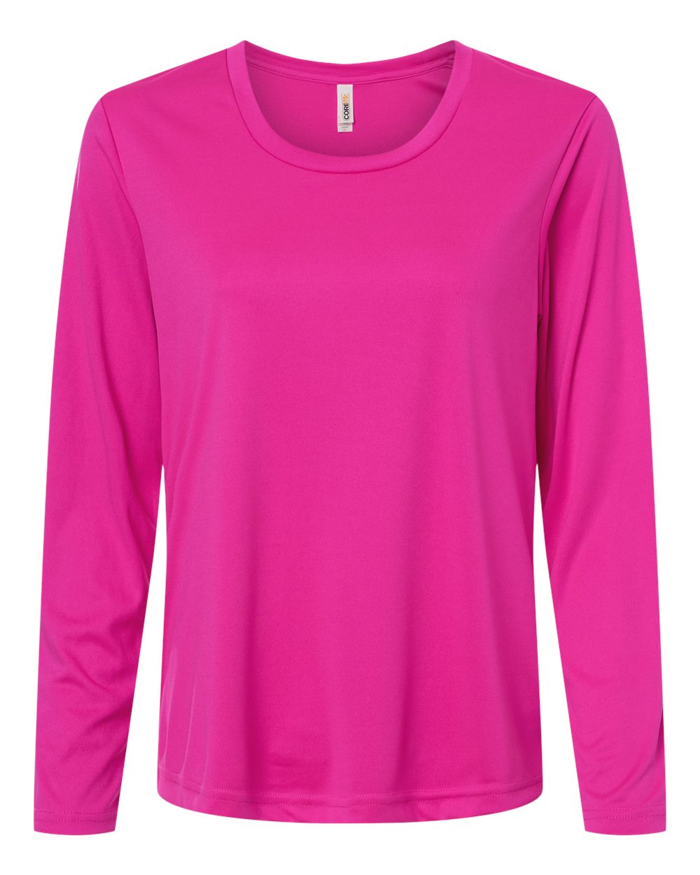 Front View of Bright Magenta Women's Capital Performance Long Sleeve T-Shirt - CE10LW plain