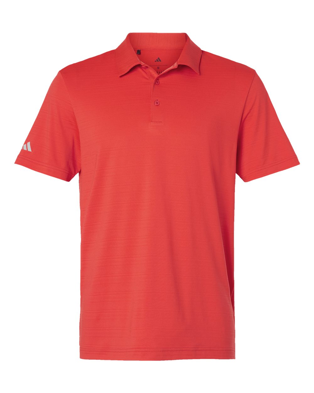 Front View of Bright Red Textured Stripe Polo - A704