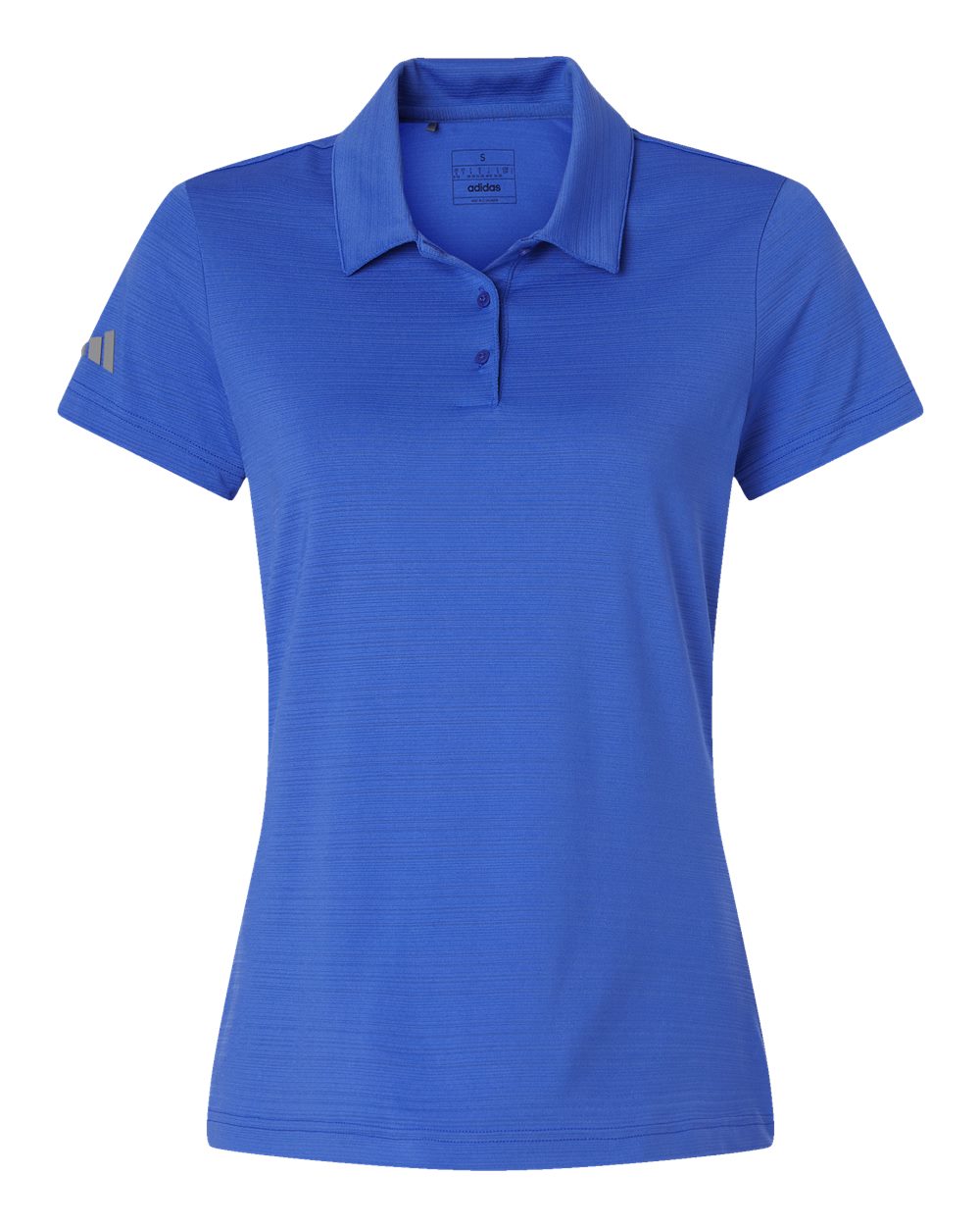 Front View of Bright Royal Women's Textured Stripe Polo - A707