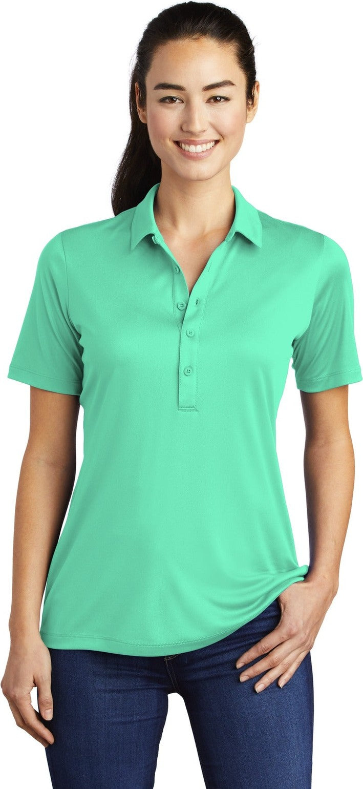 Front View of Bright Seafoam Sport-Tek Women's Posi-UV Pro Polo. LST520