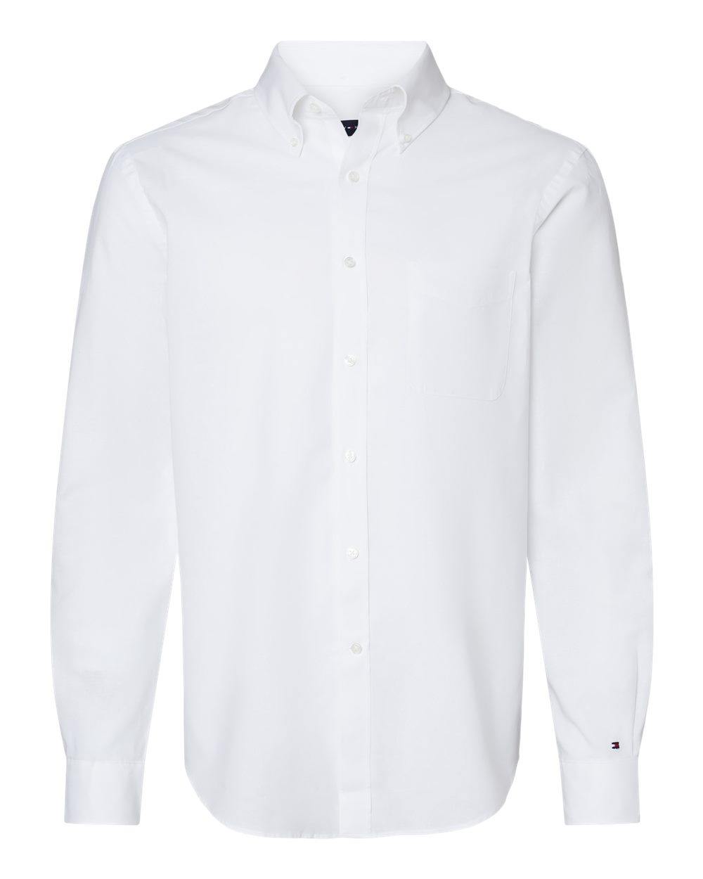 Front View of Bright White Cotton/Linen Shirt - 13TH107