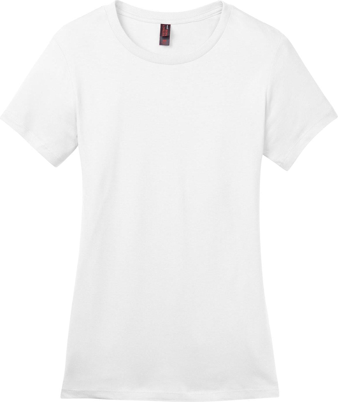 Front View of Bright White District Women's Perfect Weight Tee. DM104L