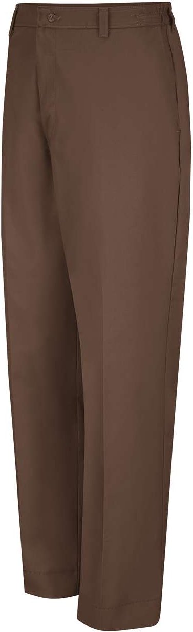 Front View of Brown - 36 Unhemmed Elastic Insert Work Pants - PT60