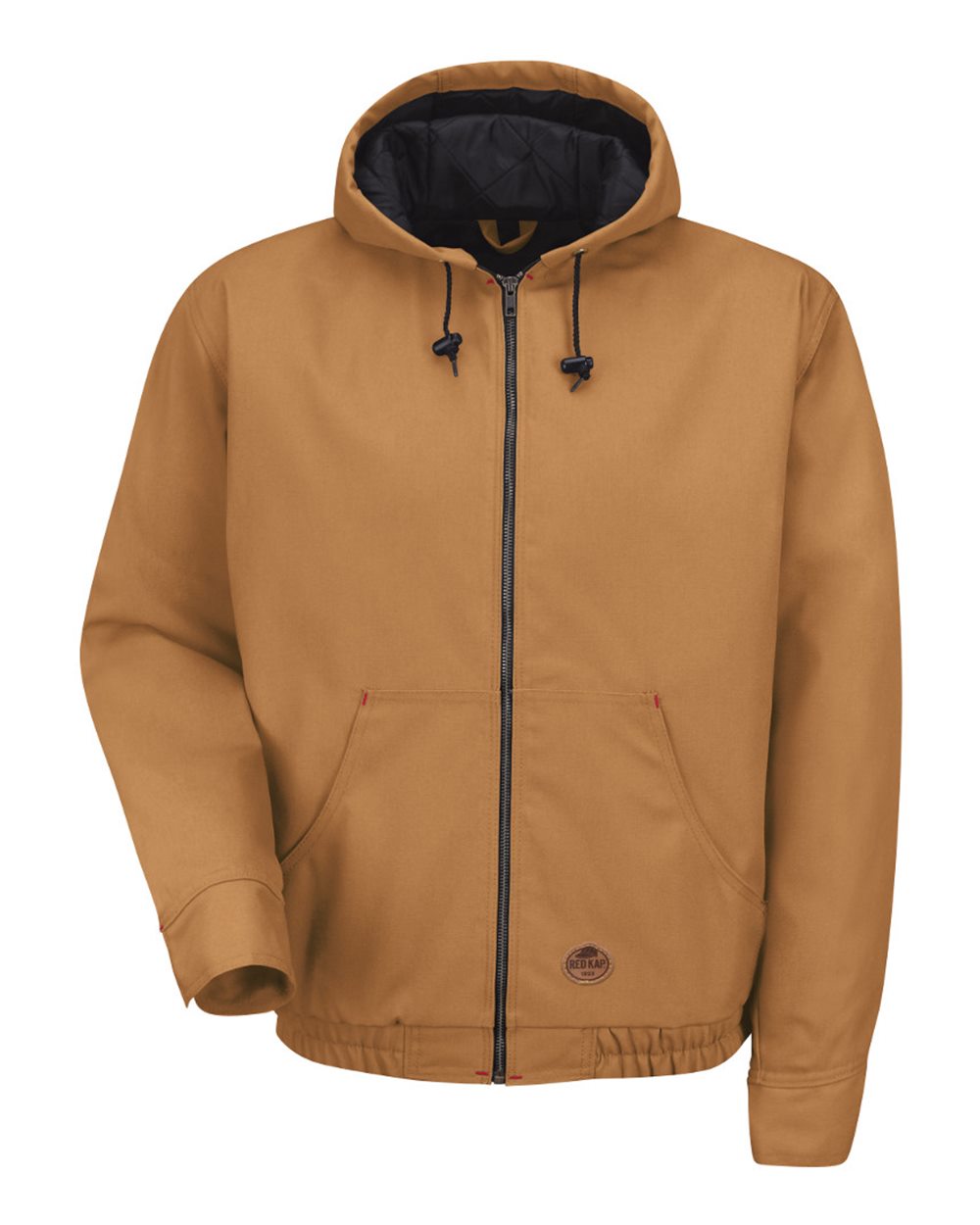 Front View of Brown Duck Blended Duck Zip-Front Hooded Jacket - JD20