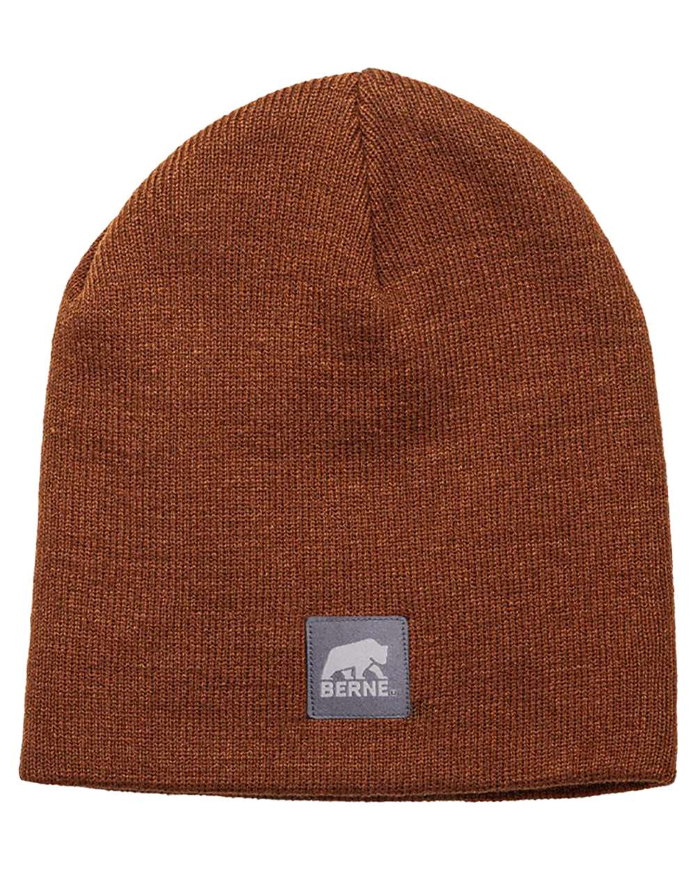 Front View of Brown Duck Heritage Knit Beanie - H149 plain