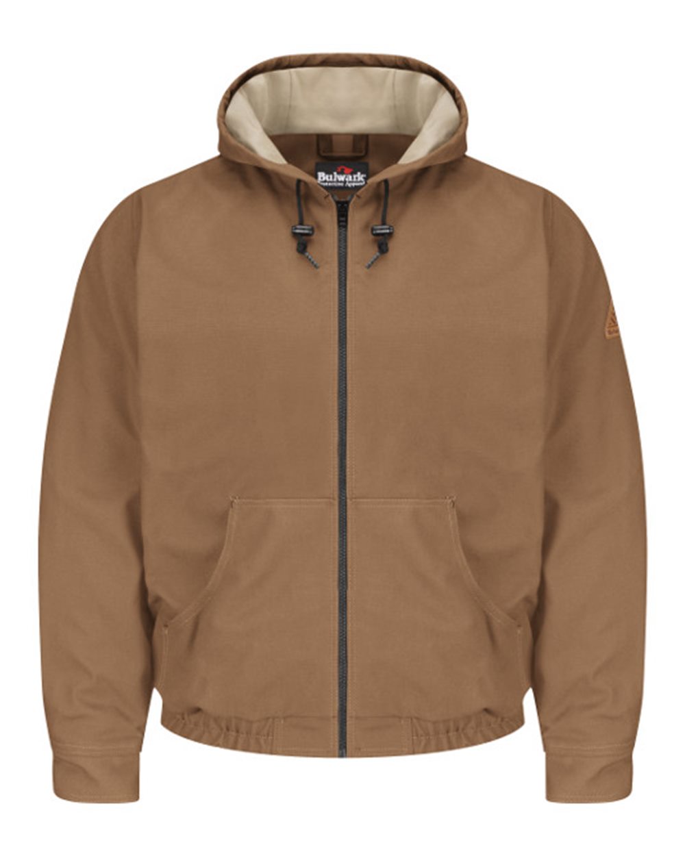 Front View of Brown Duck Hooded Jacket - EXCEL FR® ComforTouch - JLH4