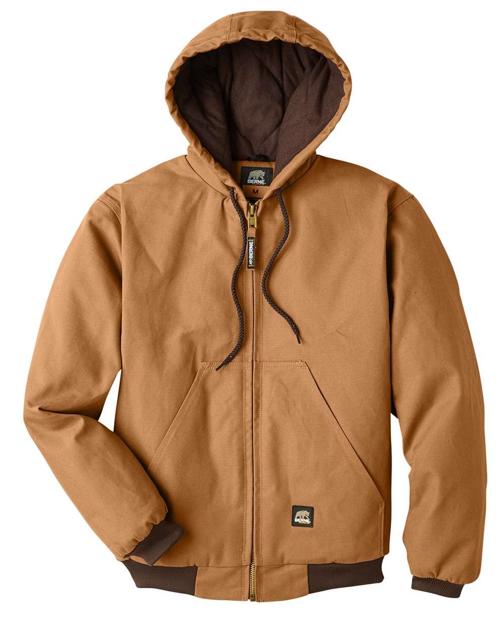 Front View of Brown Duck Tall Highland Washed Cotton Duck Hooded Jacket - HJ51T