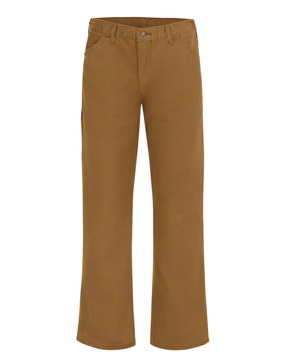 Front View of Brown Duck - Unhemmed Industrial Duck Carpenter Jeans - Extended Sizes - LU23EXT