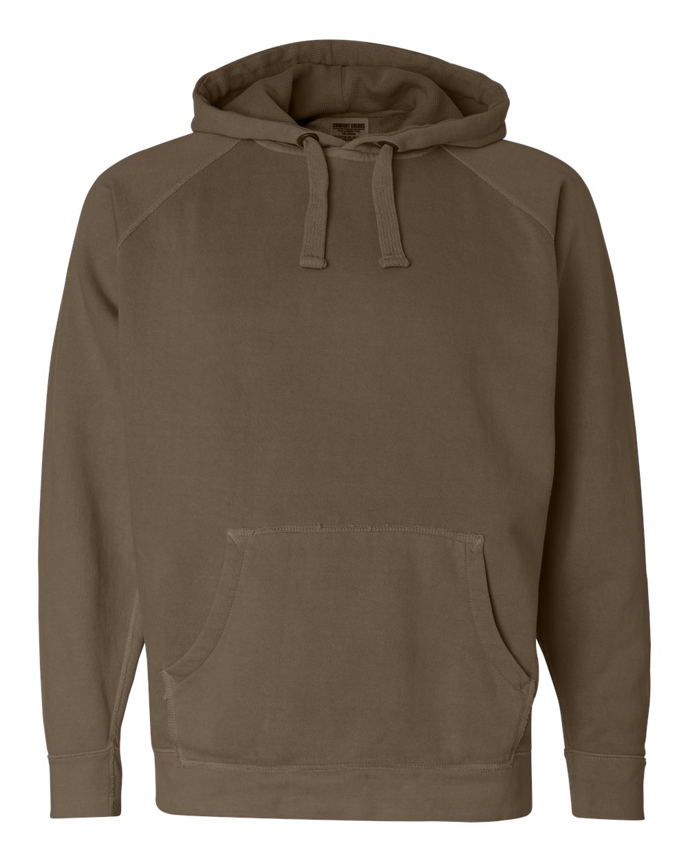 Front View of Brown Garment Dyed Hooded Sweatshirt - 1565