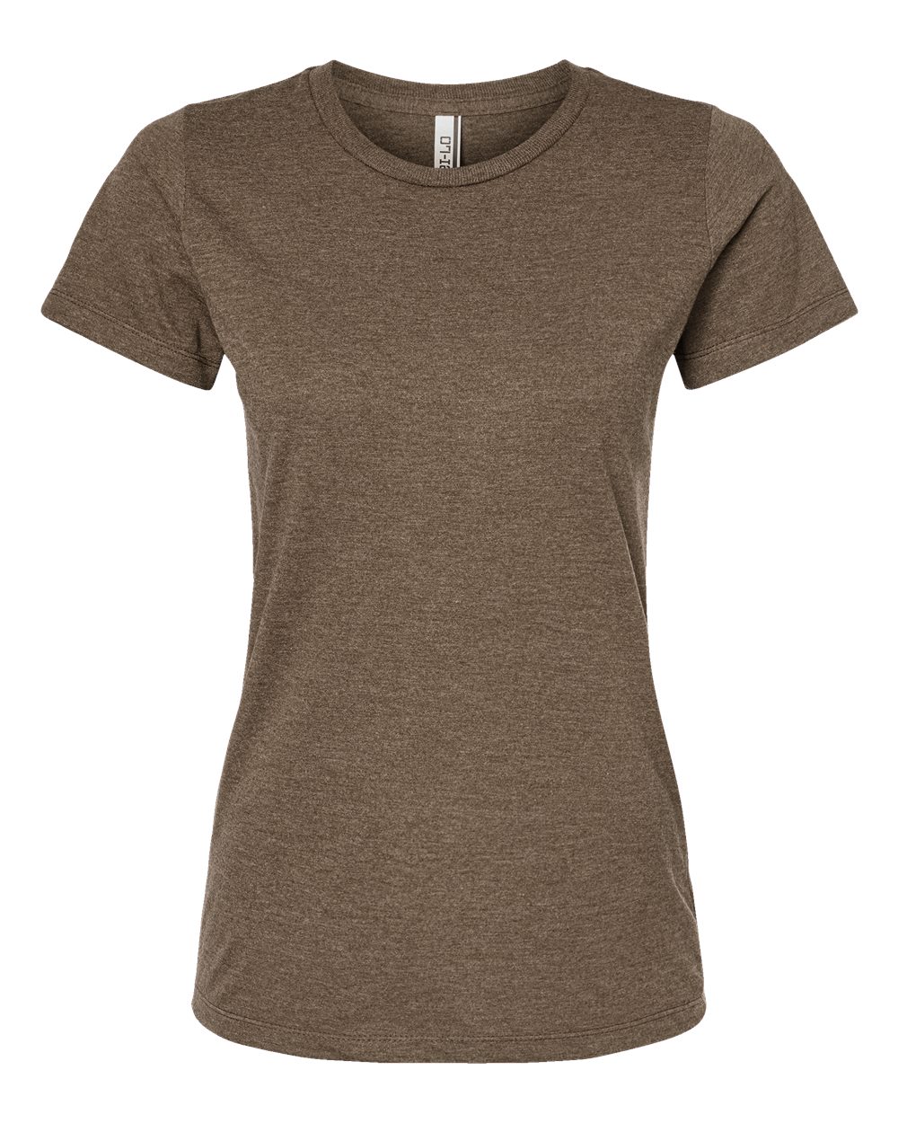 Front View of Brown Heather Women's Premium Cotton Blend T-Shirt - 542