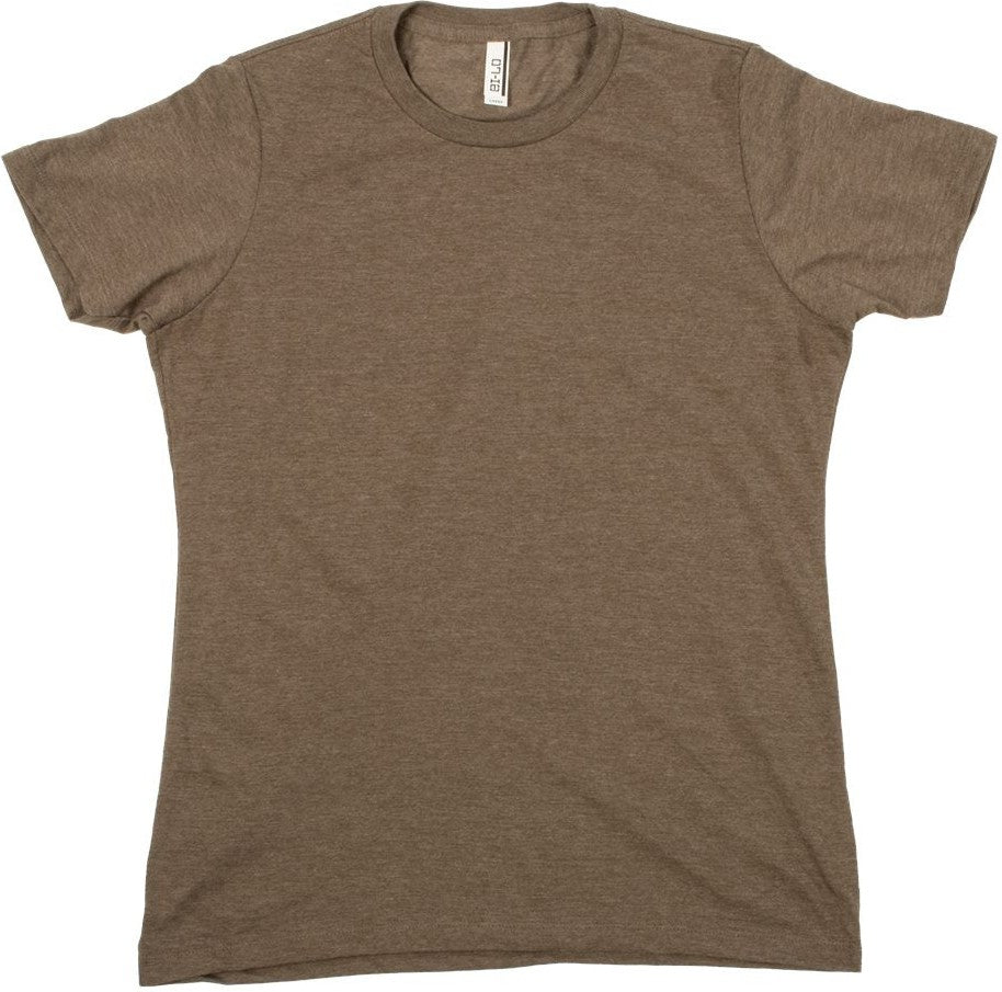 Front View of Brown Heather Women's Premium Cotton Blend T-Shirt - 6220