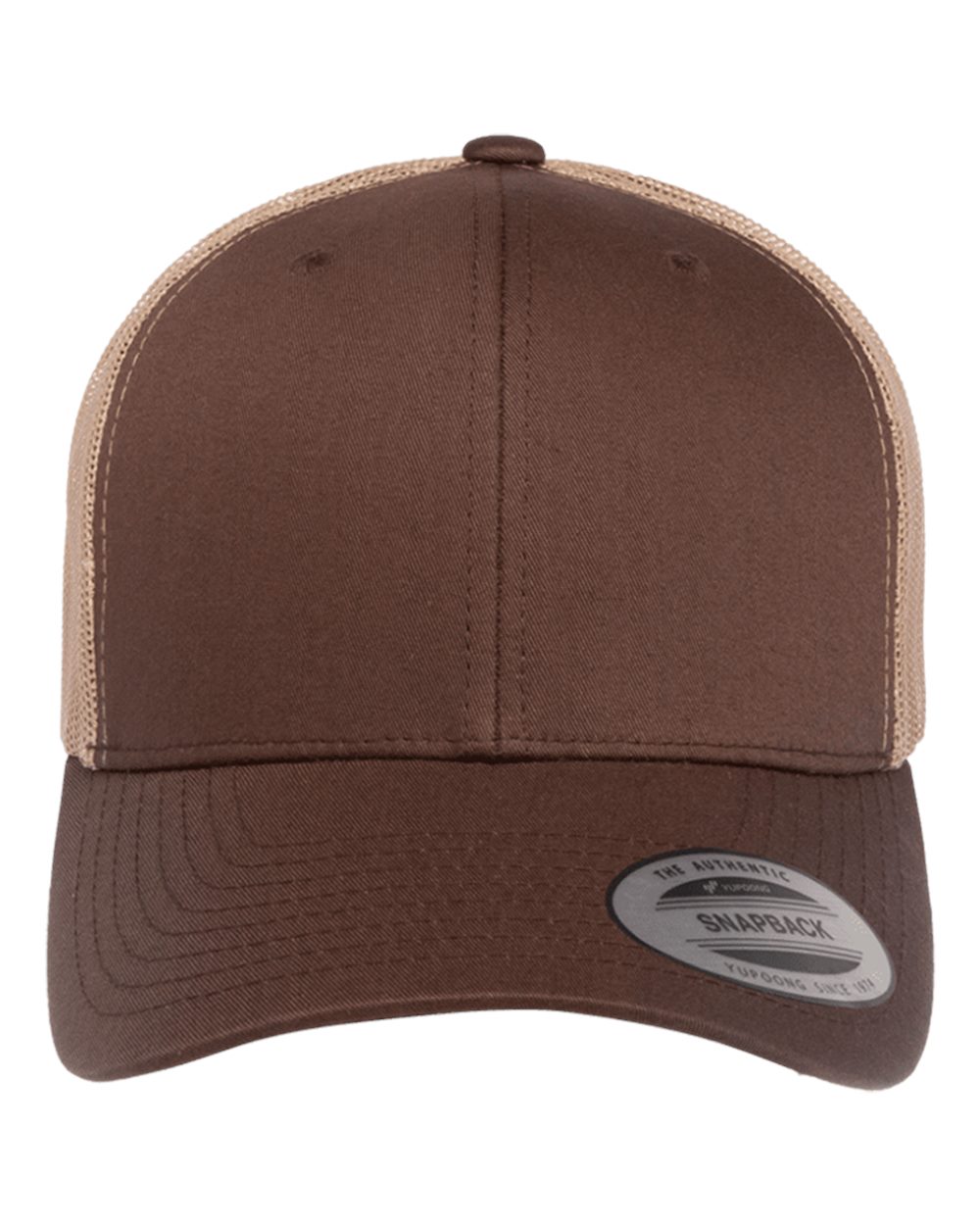 Front View of Brown/ Khaki Retro Trucker Cap - 6606