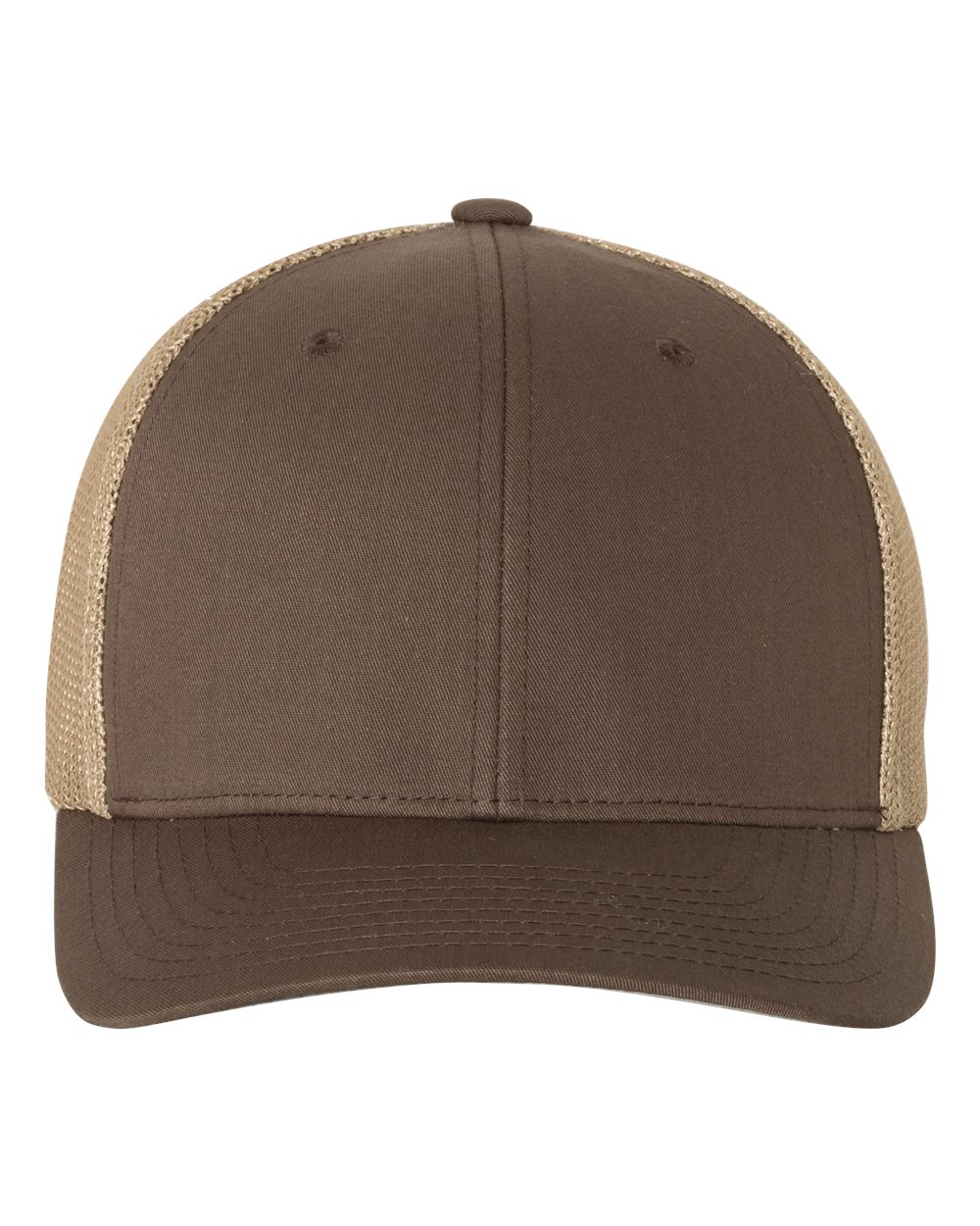 Front View of Brown/ Khaki Trucker Cap - 6511