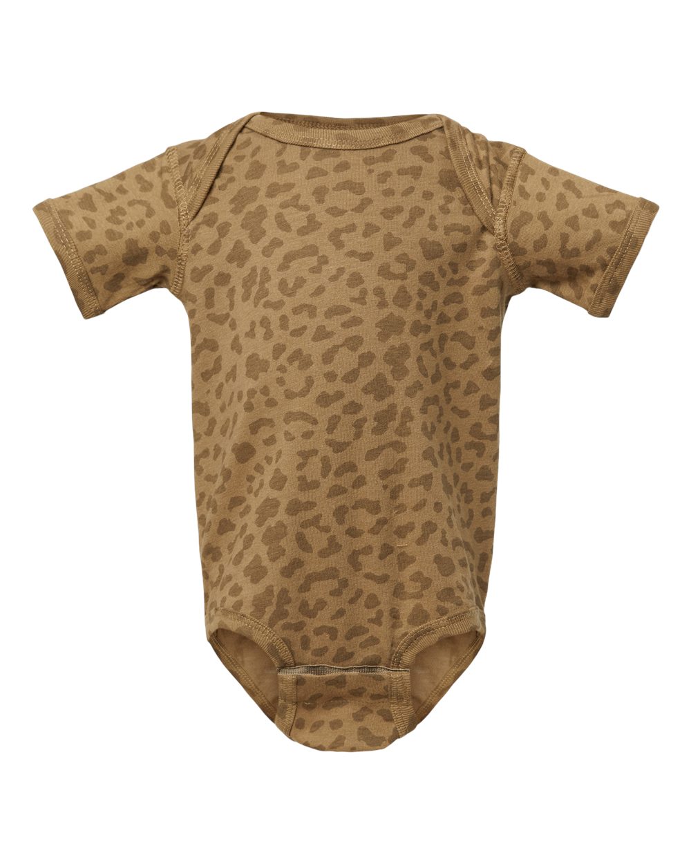 Front View of Brown Leopard Infant Fine Jersey Bodysuit - 4424