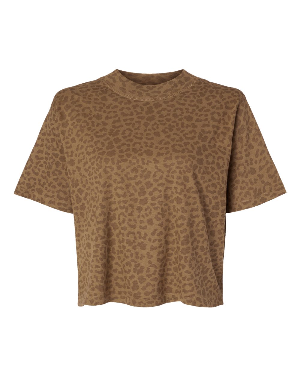 Front View of Brown Leopard Women's Boxy Tee - 3518