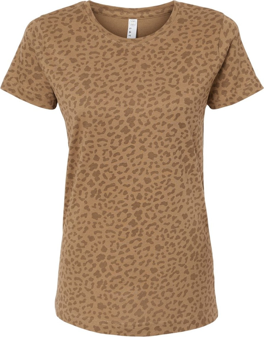 Front View of Brown Leopard Women's Fine Jersey Tee - 3516