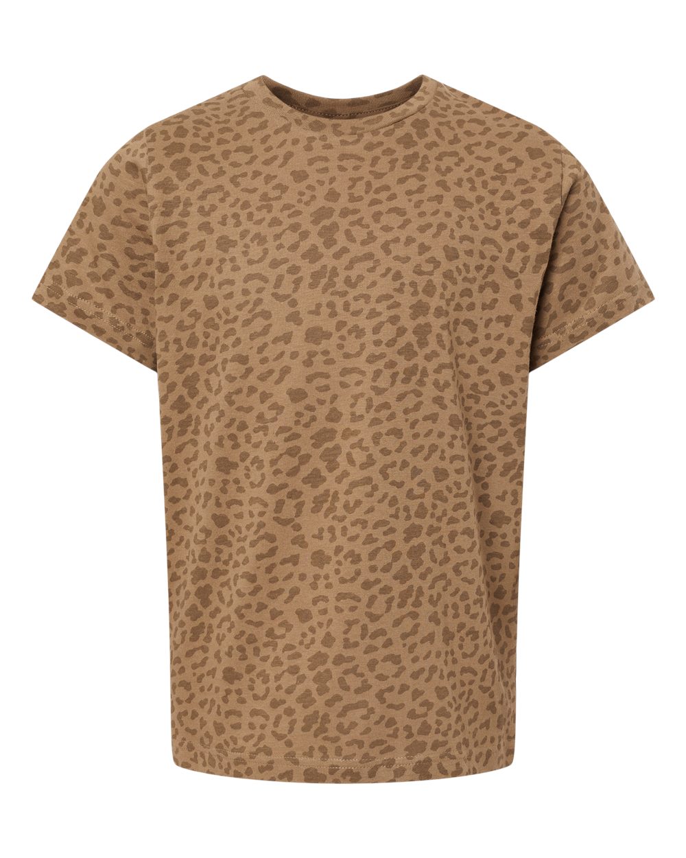 Front View of Brown Leopard Youth Fine Jersey Tee - 6101